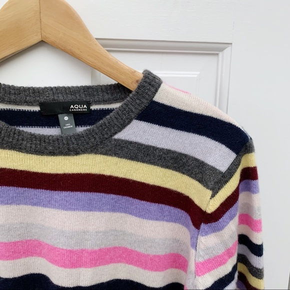 AQUA Cashmere Striped Cashmere Sweater - Picture 5 of 6